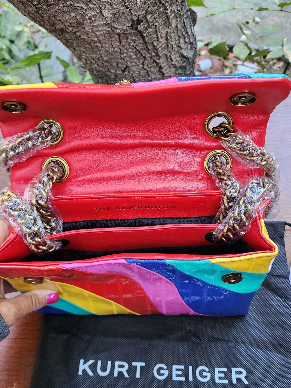 Kurt Geiger London Rainbow Wave Leather Kensington Bag NWT - Picture 14 of 15